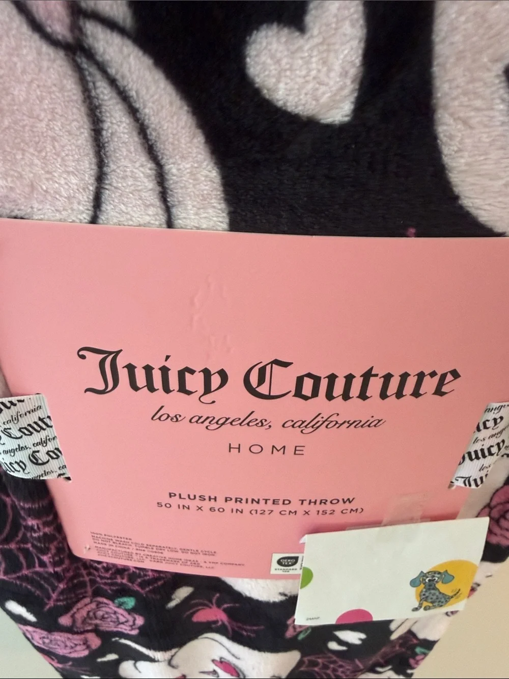 Juicy Couture Halloween Black/Pink/Green Pumpkin/Roses/Webs/Hearts Throw Blanket